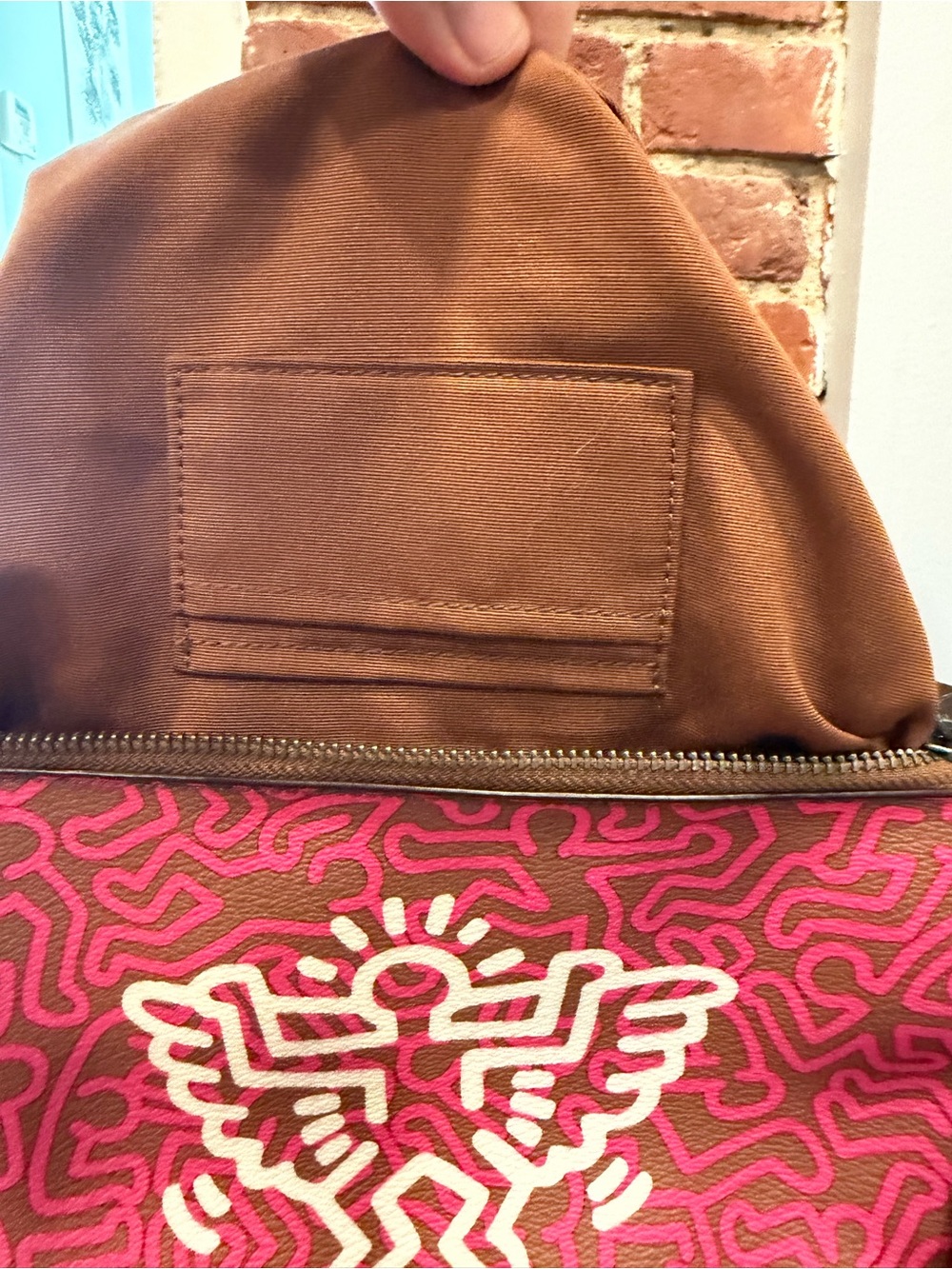 COACH x Keith Haring Lyla Crossbody Bag F11773 Fuchsia Brown Flying Angel Art - Picture 13 of 16